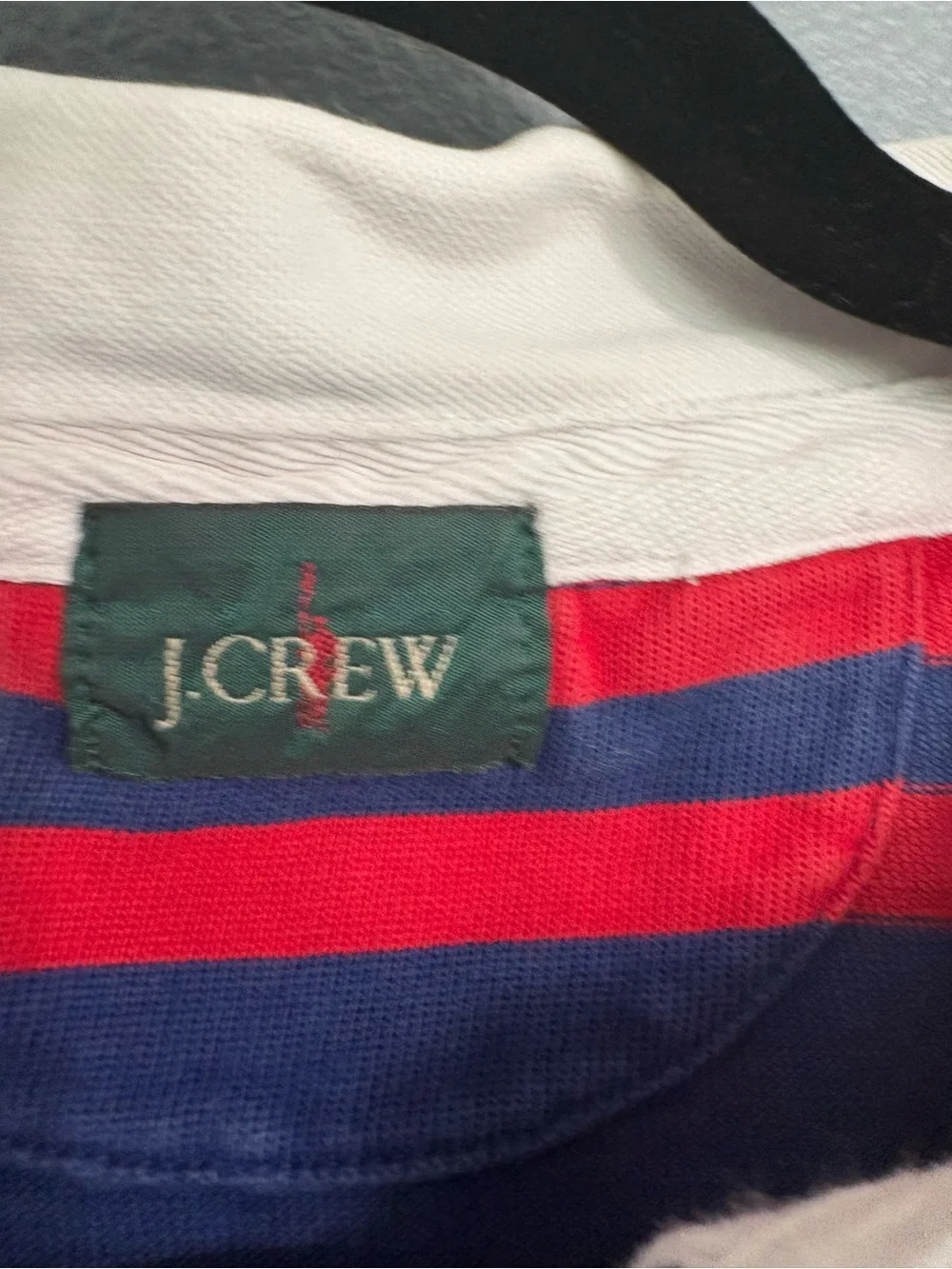 J. Crew Oarsman Men’s Rugby Shirt Red Navy Striped Cotton Preppy Large